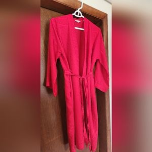 Women's Robe 100% Silk nightwear nightgown pajama Red Sz S Small A30